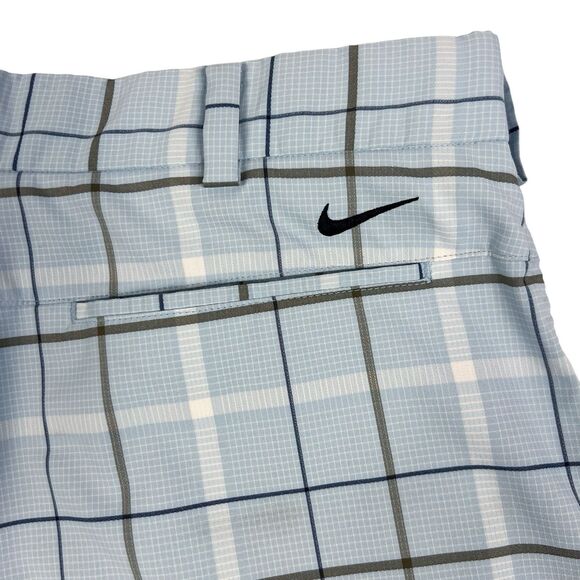 Nike Golf Shorts Men’s 34 Blue Gray Plaid Flat Front 12” Inseam Mid Rise - Picture 4 of 11